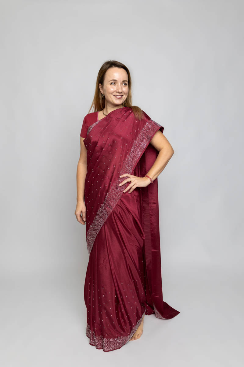 Cranberry Red Saree