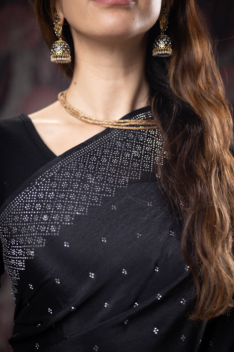 Obsidian Black Saree