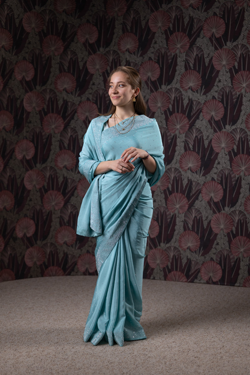 Sky Fall Blue Saree