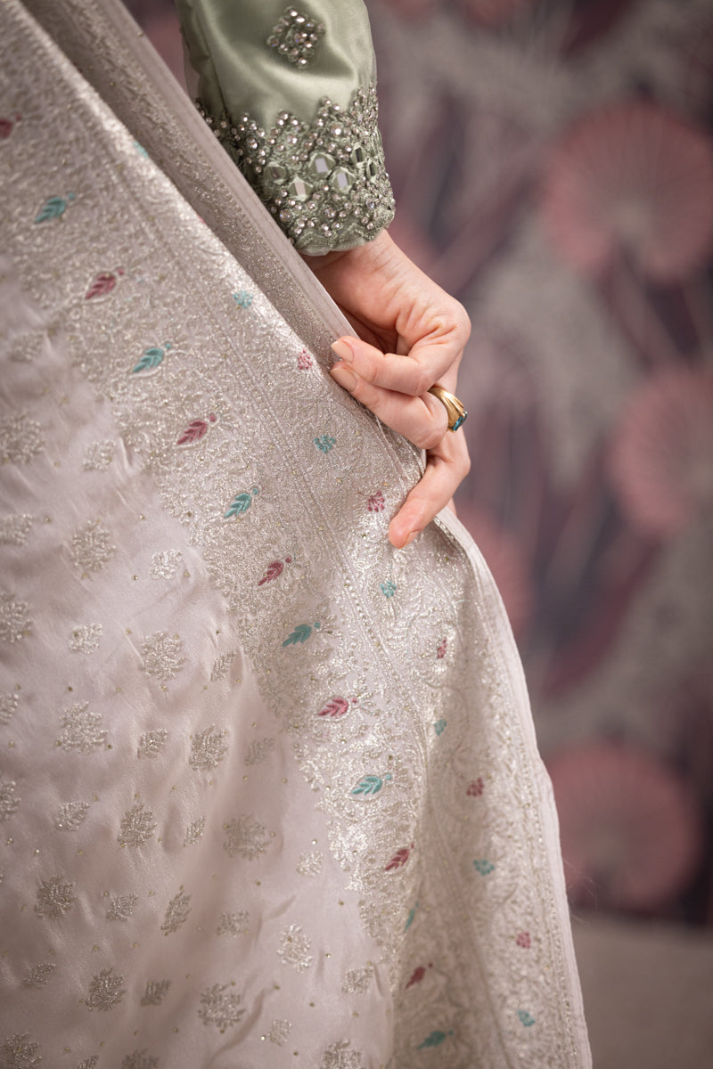 Silver Drop Embroidered Georgette Saree