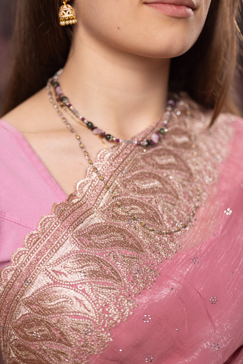 Rouge Embroidered Georgette Saree