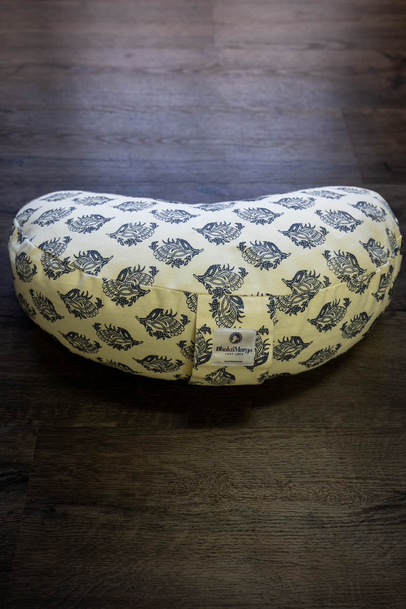 Meditation Cushion, Half-moon, Cream Feathers