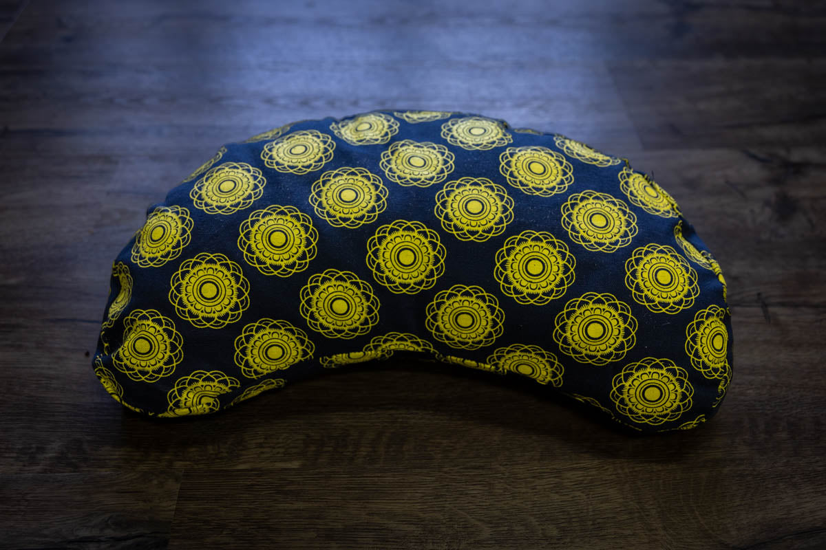 Meditation Cushion, Half-moon, Indigo Mandala