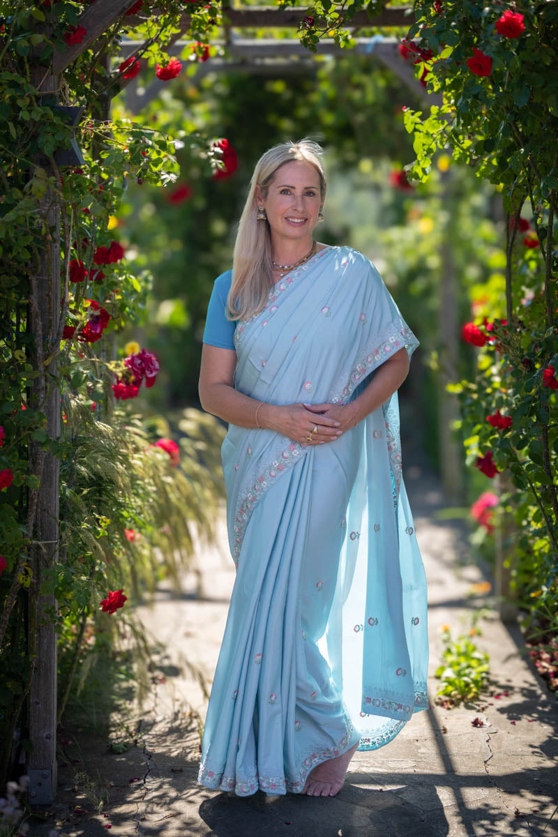 Bluebell Embroidered Georgette Saree
