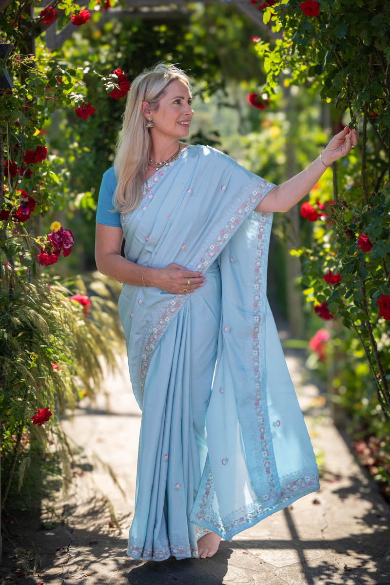 Bluebell Embroidered Georgette Saree