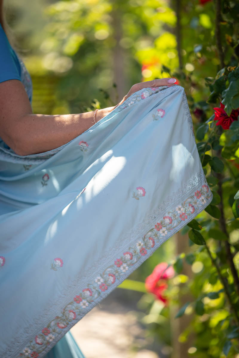 Bluebell Embroidered Georgette Saree