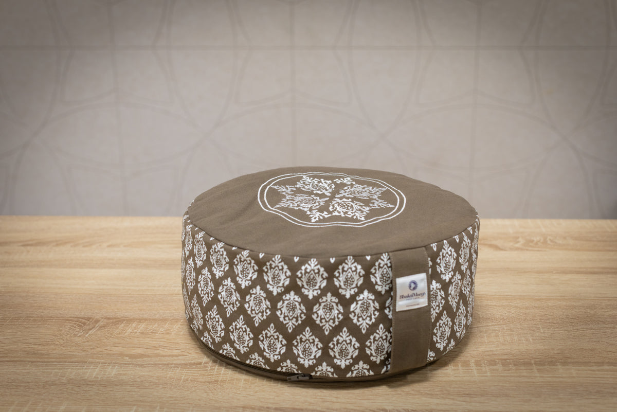 Meditation Cushion, Full-round, Slate Damask