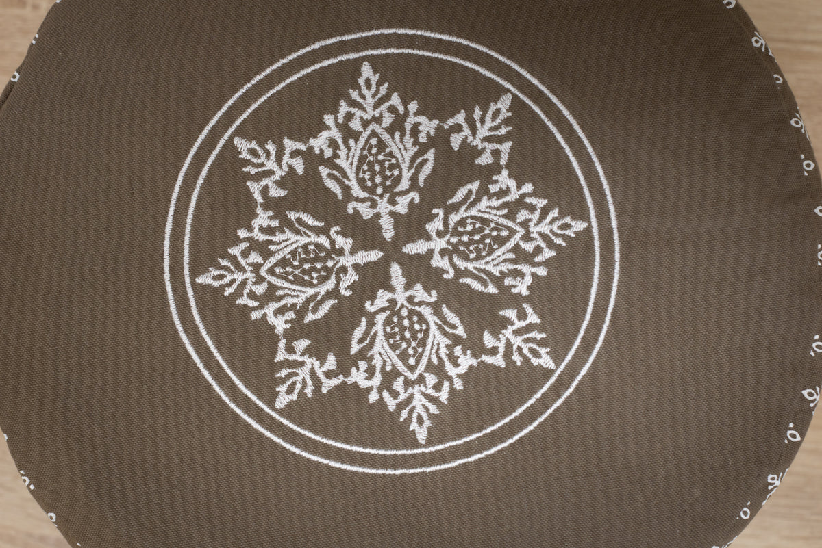 Meditation Cushion, Full-round, Slate Damask