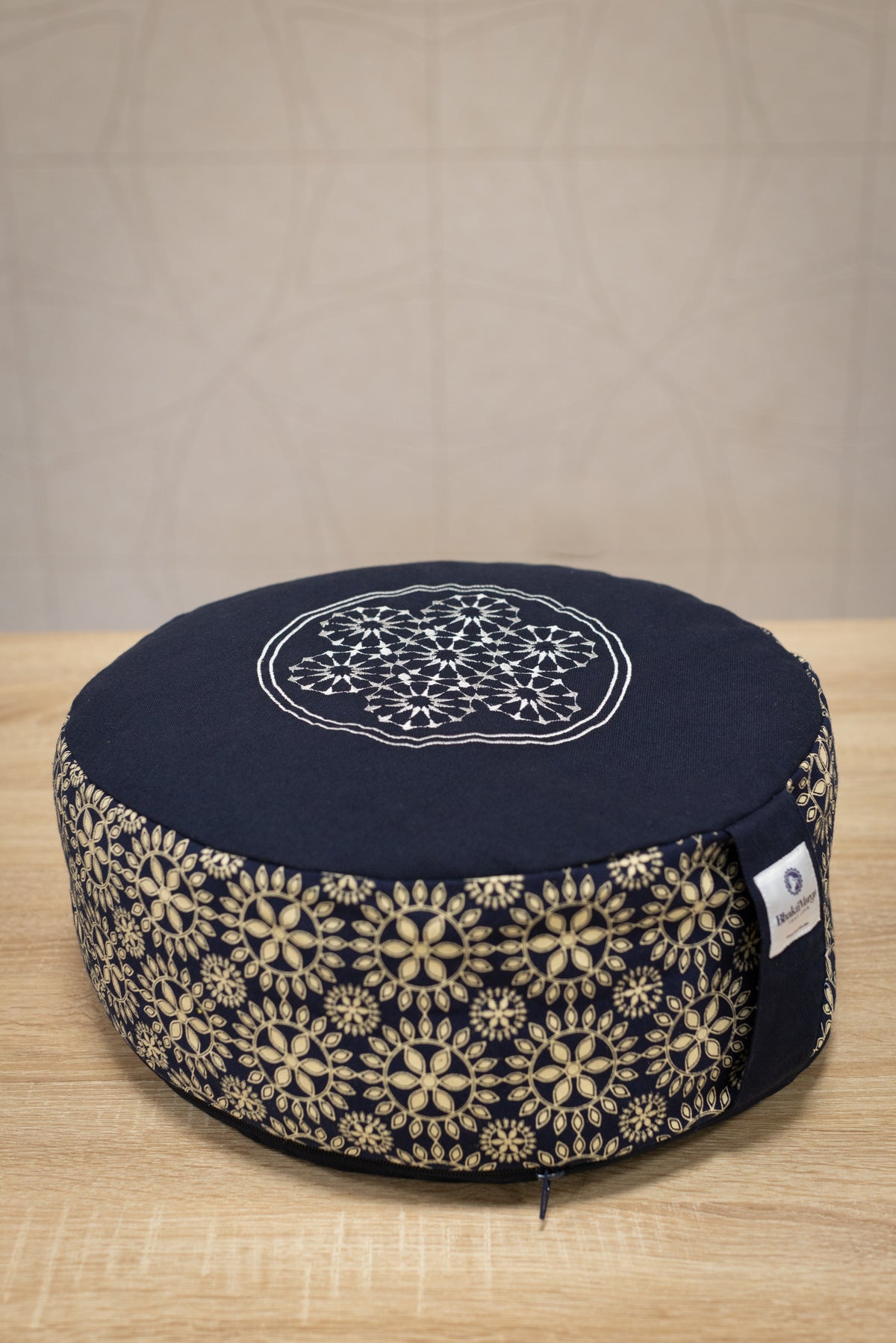 Meditation Cushion, Full-round, Indigo Dahlia