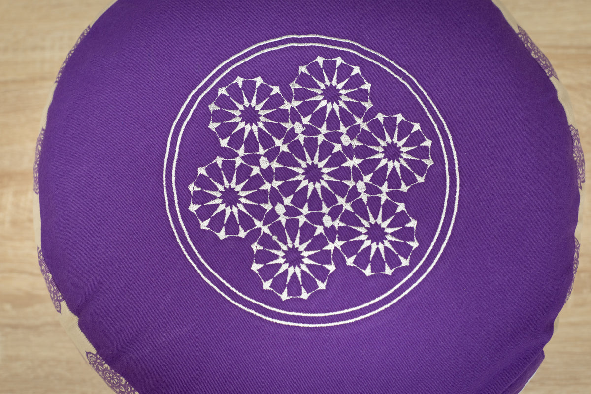 Meditation Cushion, Full-round, Amethyst Lotus