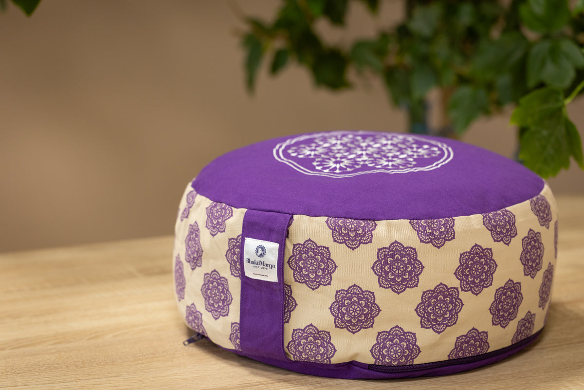 Meditation Cushion, Full-round, Amethyst Lotus