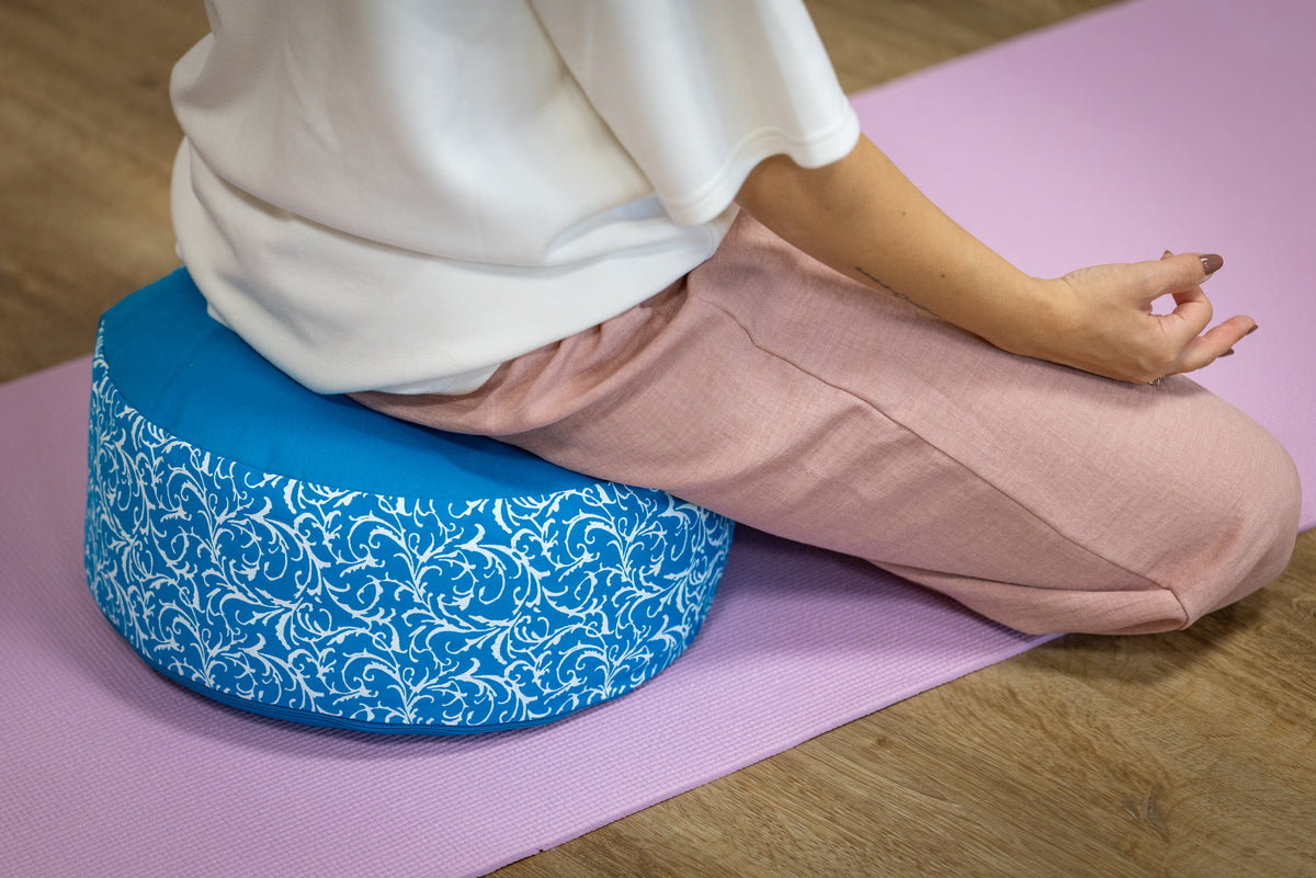 Meditation Cushion, Full-round, Turquoise Verbena