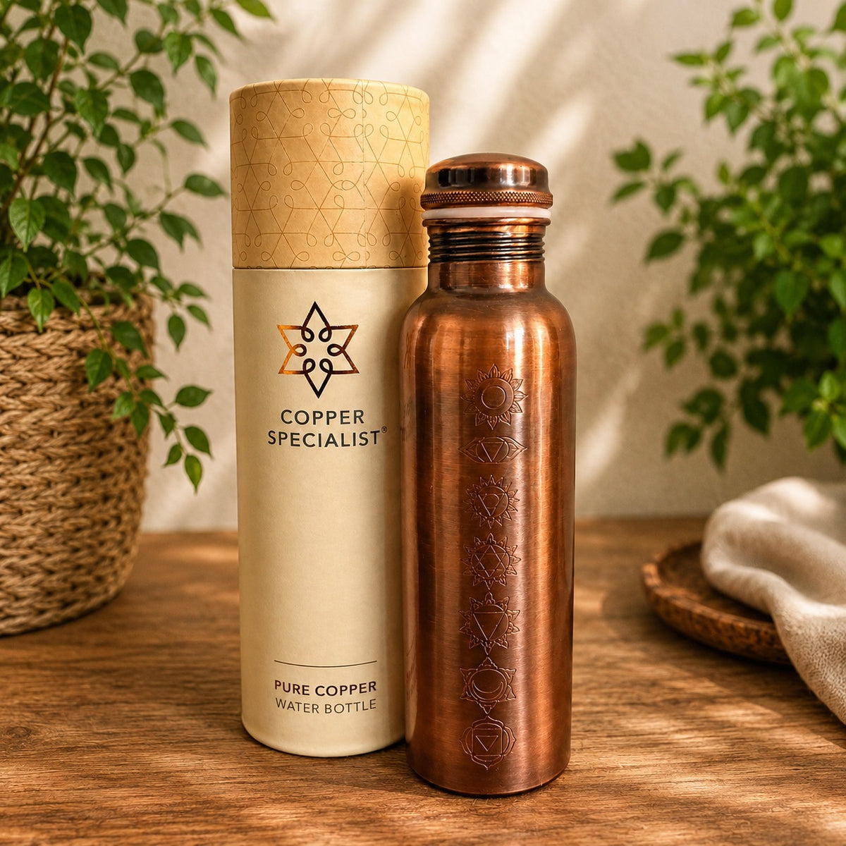 Copper water bottle, 7 Chakras, 750 ml