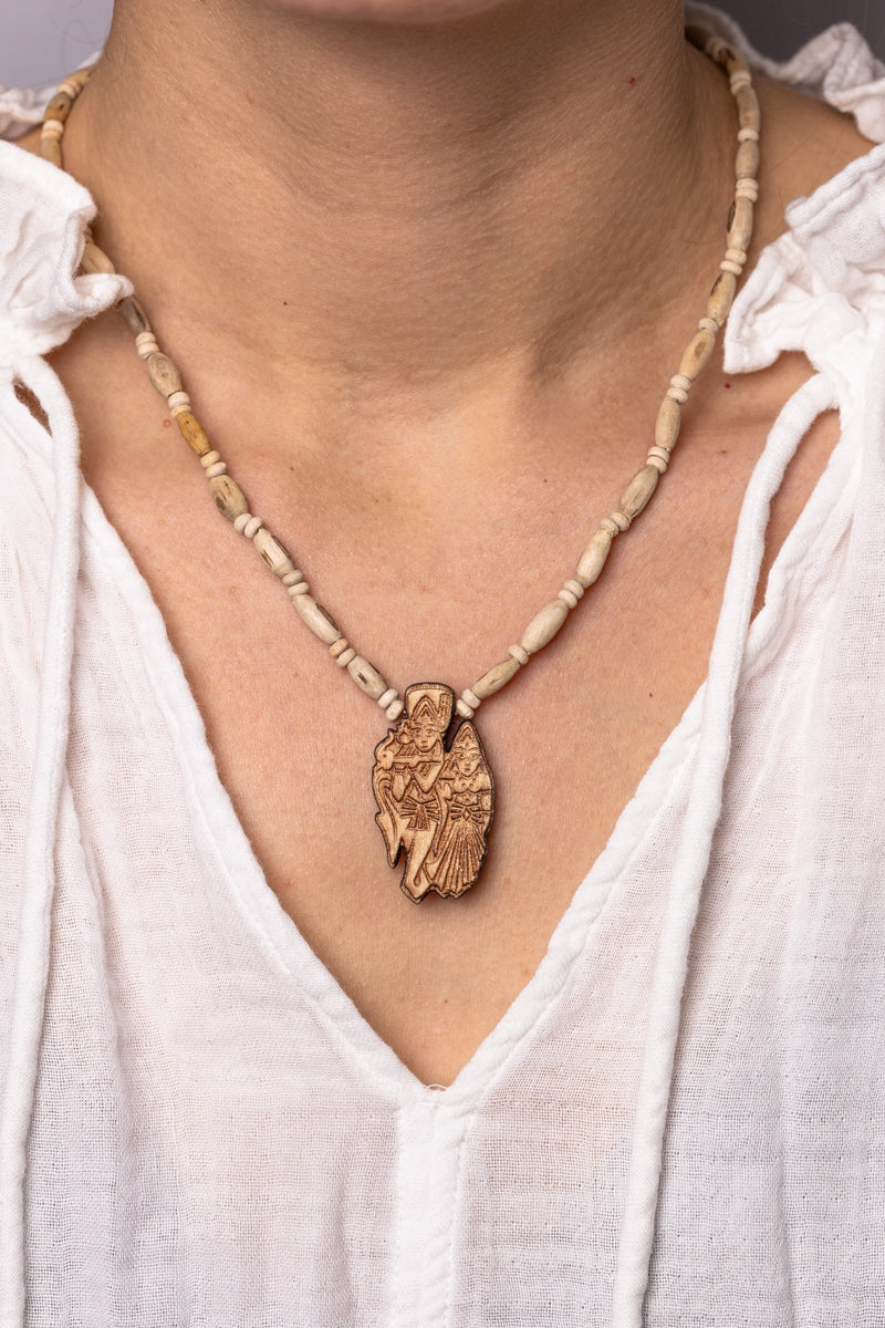 Tulsi Necklace - Radha Krishna Pendant, small