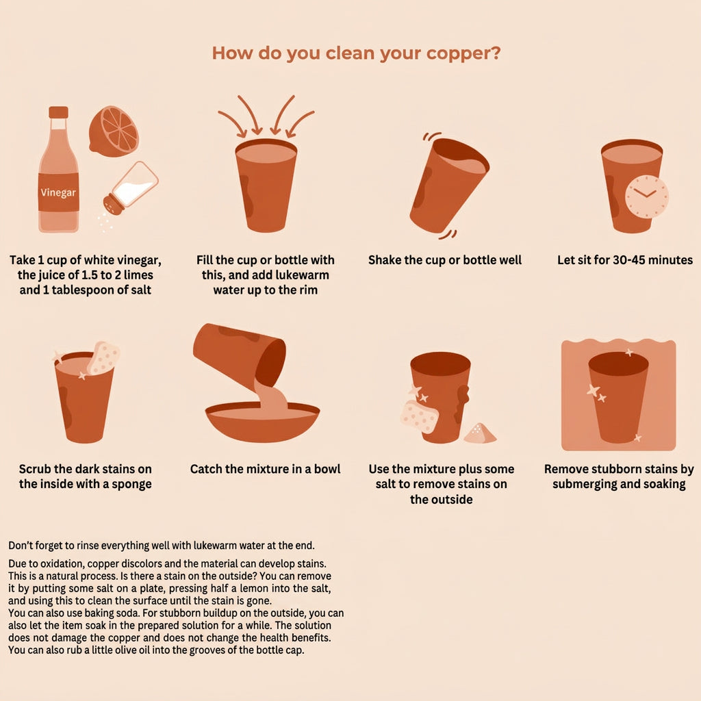 Smooth pure copper mug, 470 ml