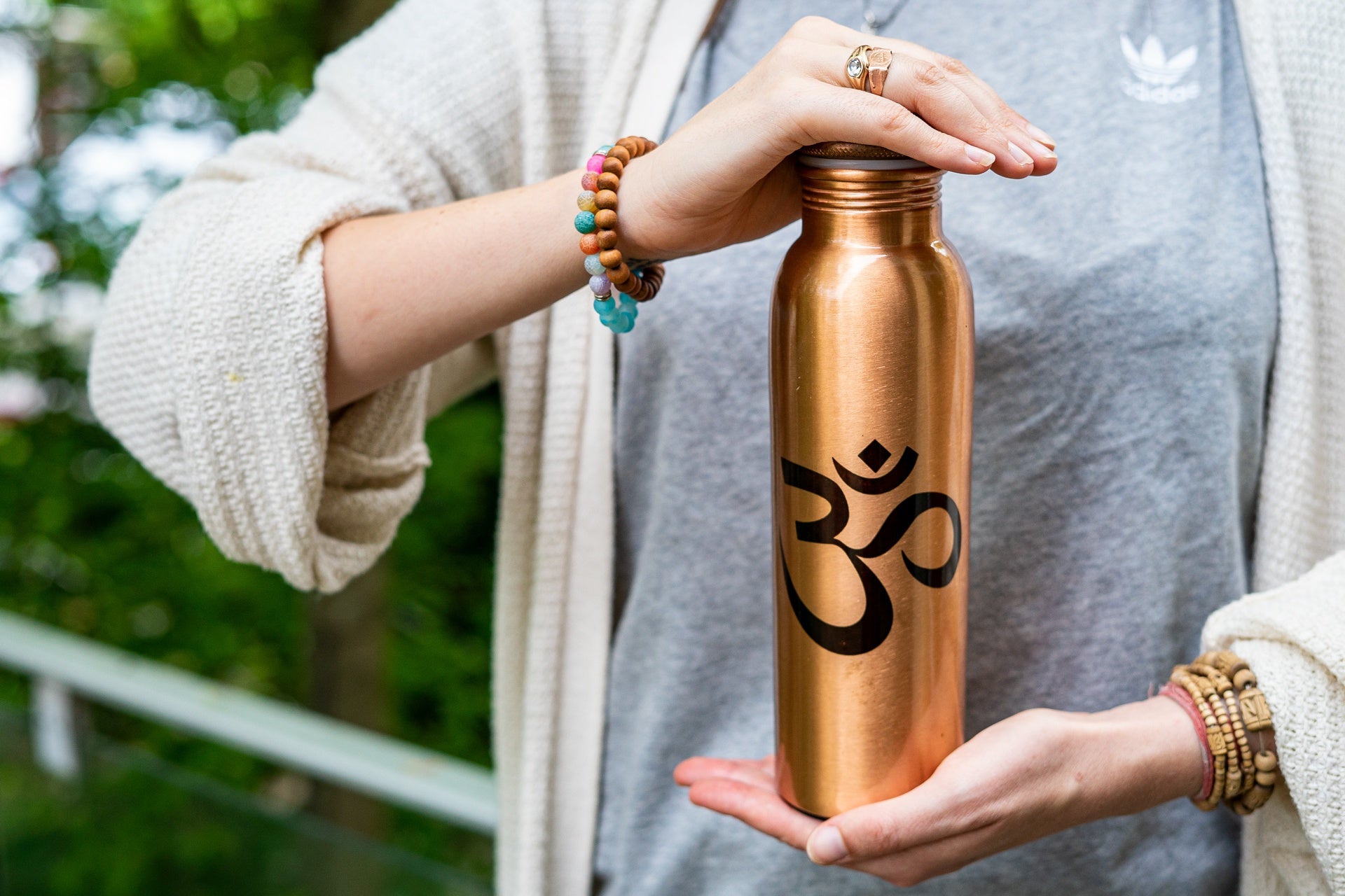 Copper Water Bottle: OM Symbol
