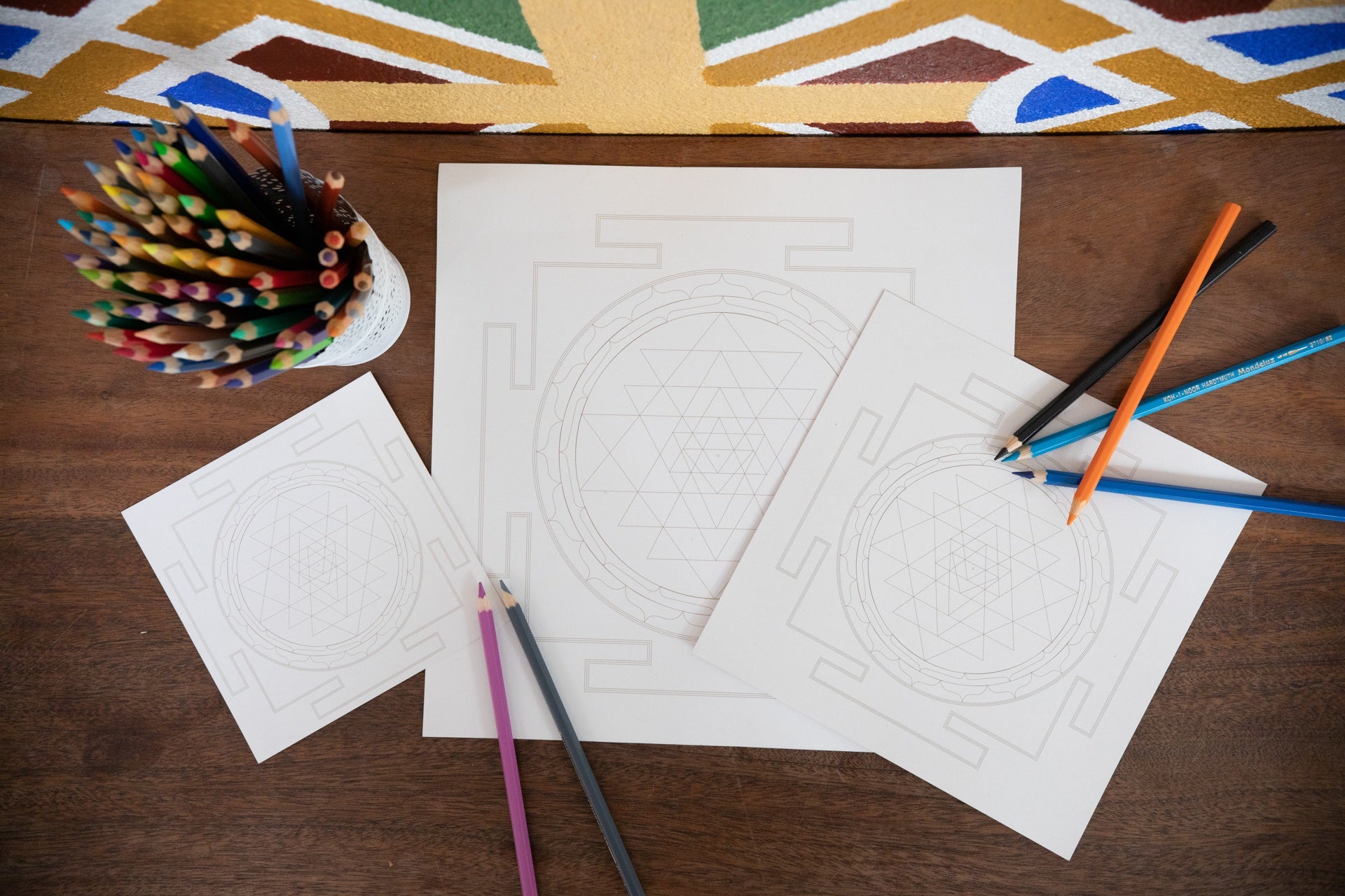 Sri Yantra Colouring Cards