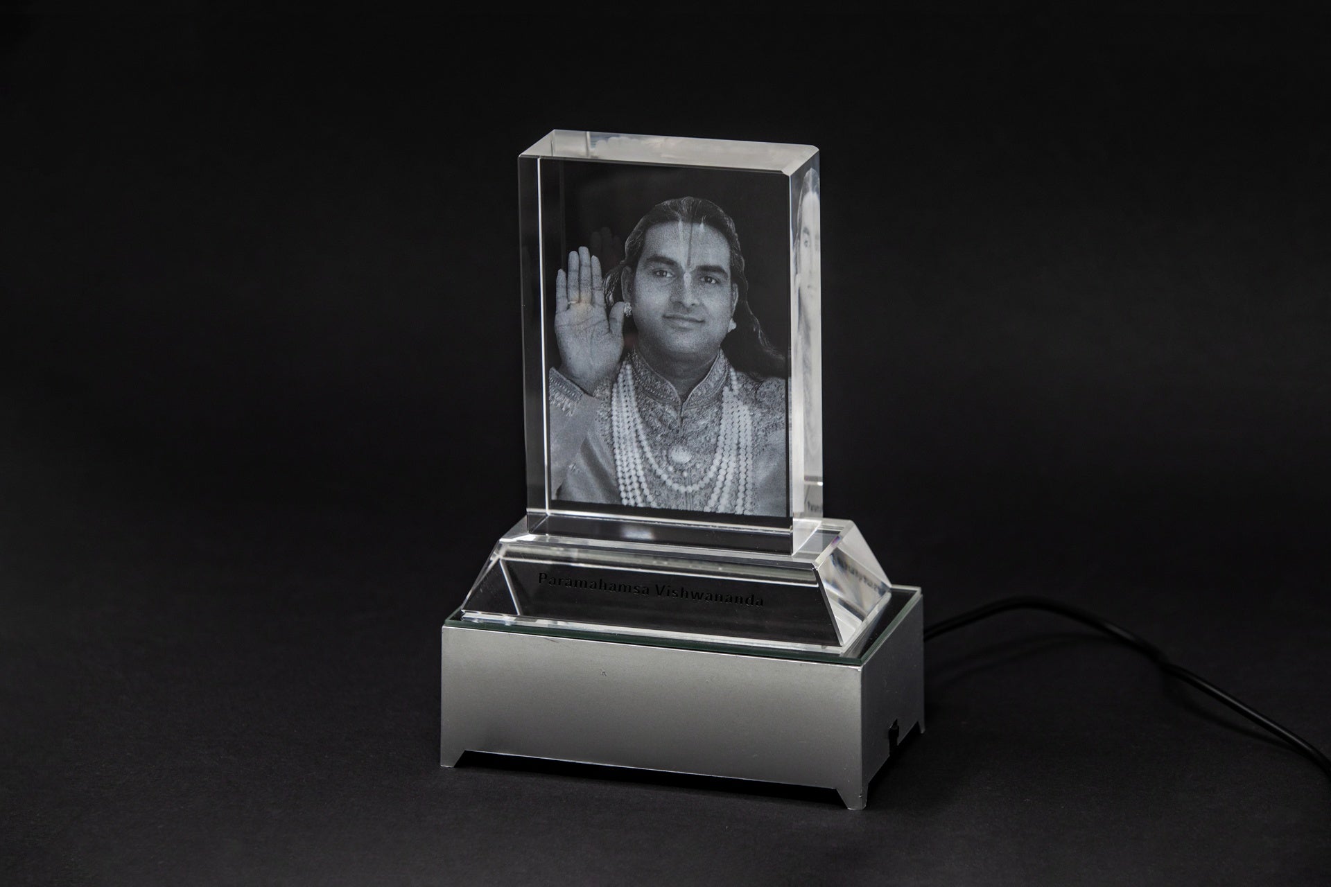 Etched Glass Photo of 'Paramahamsa Vishwananda' with a LED Light Base