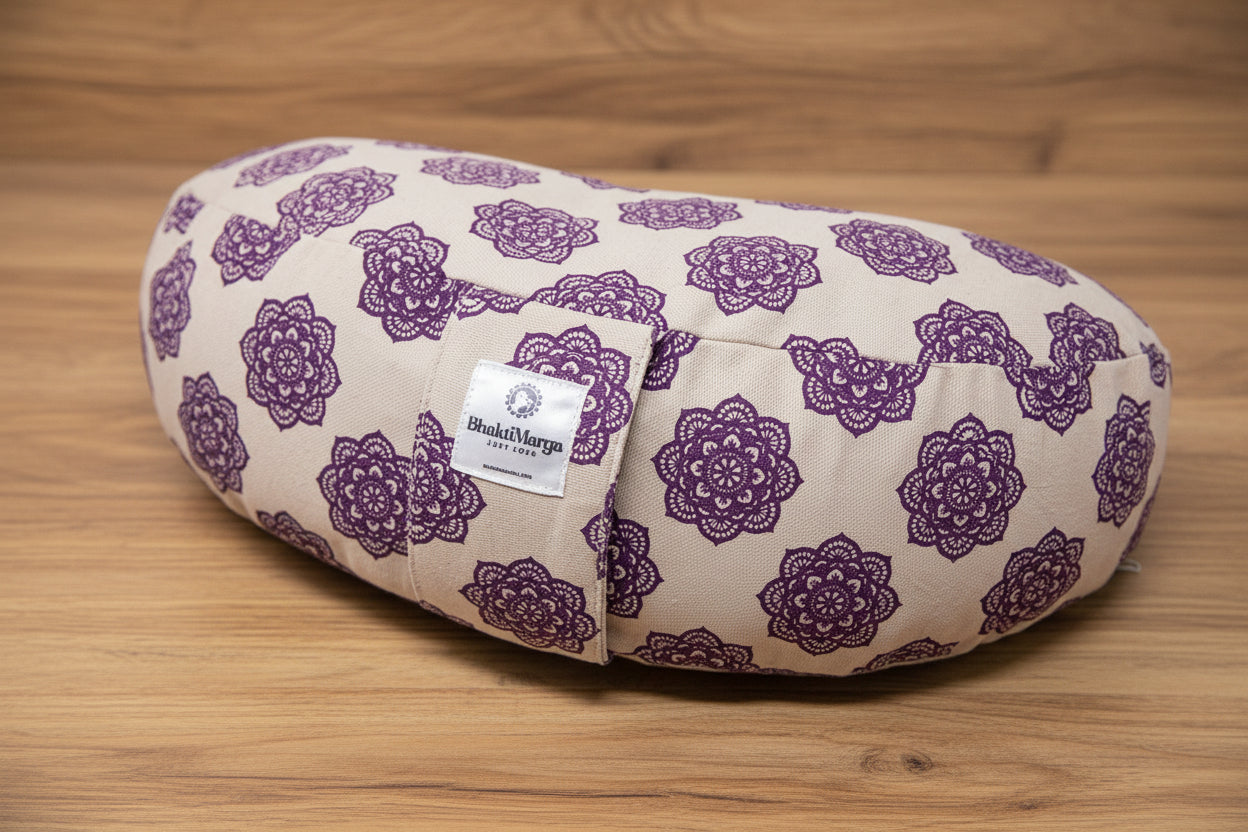 Meditation Cushion, Half-moon, Pink Mandala