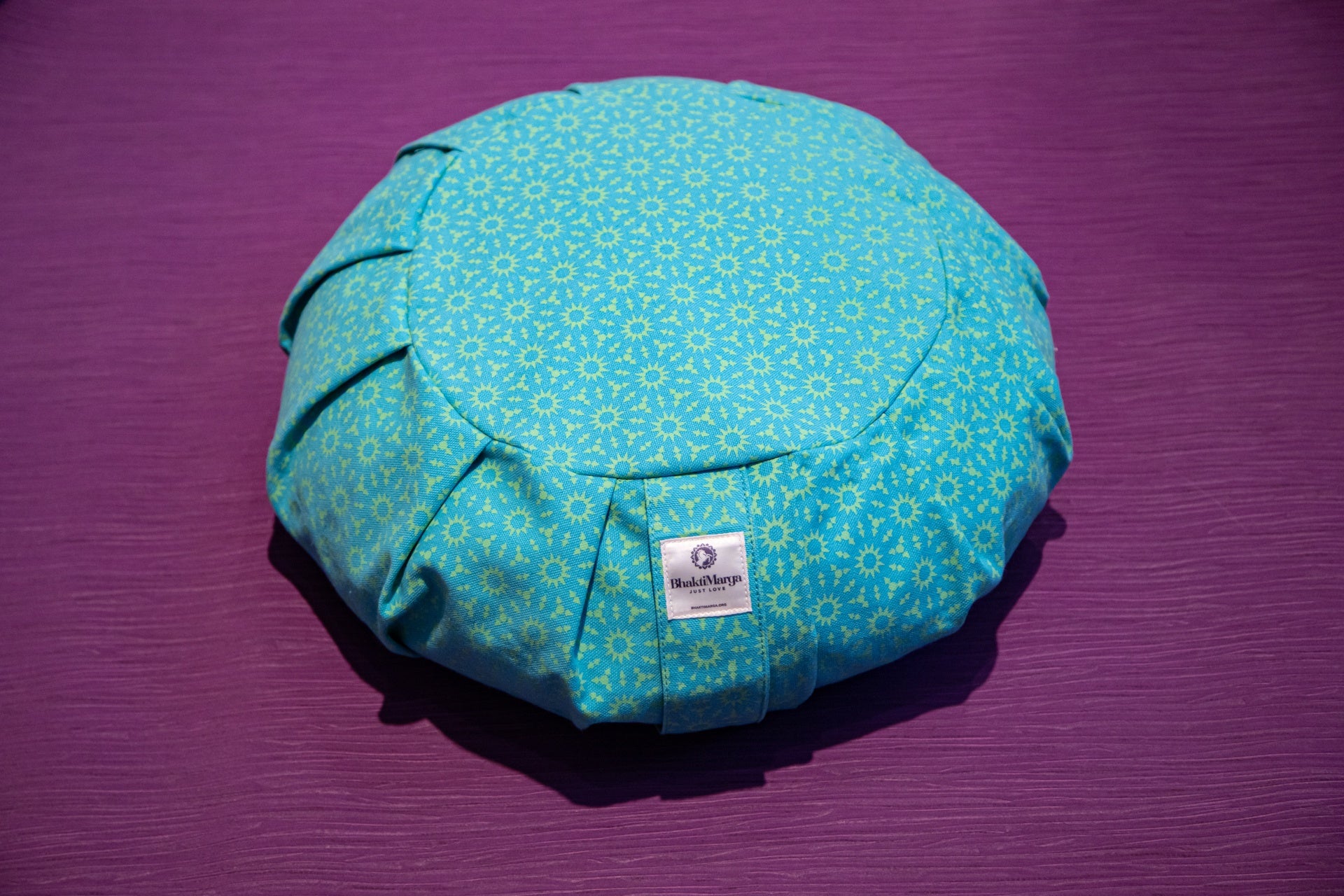Cuscino da meditazione, rotondo plissettato, turchese galassia