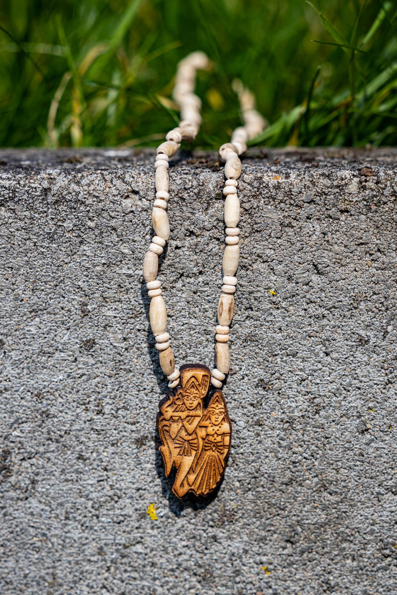 Tulsi Necklace - Radha Krishna Pendant, small