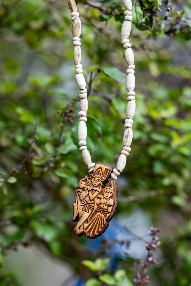Tulsi Necklace - Radha Krishna Pendant, small