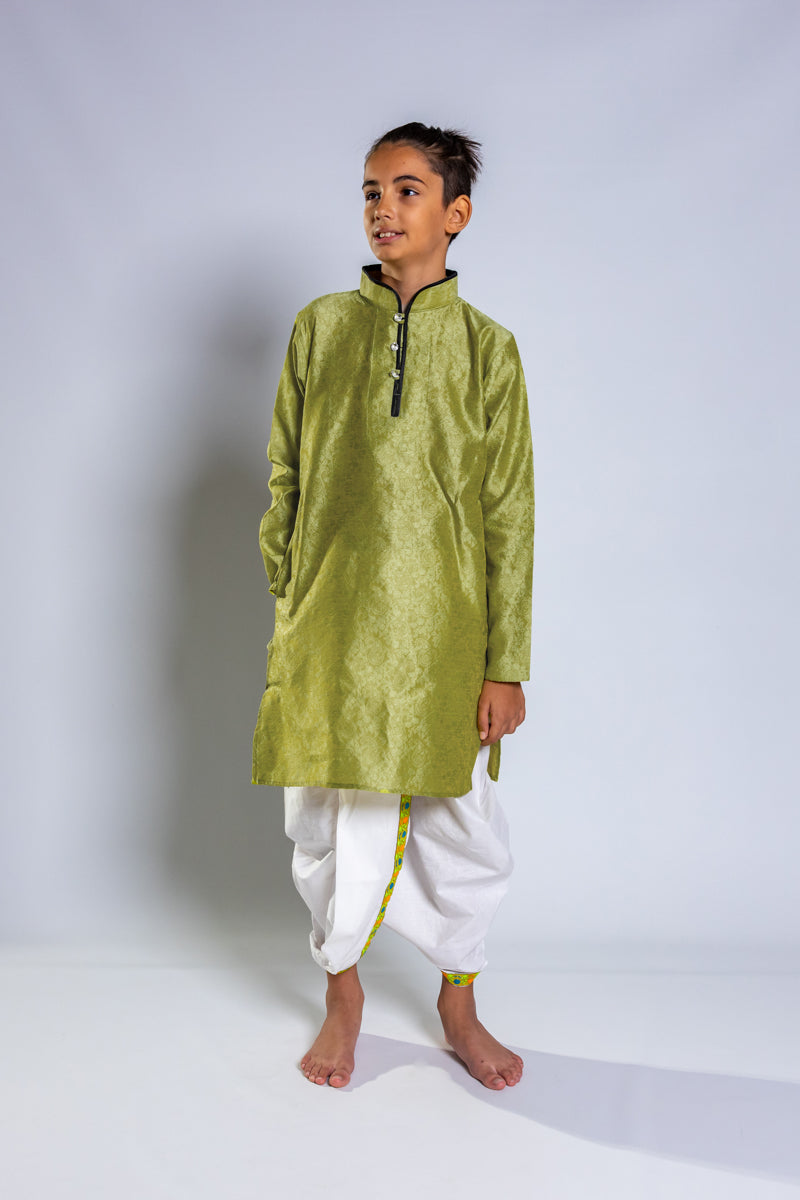 Pear Green Jacquard Kurta Set, 30 size