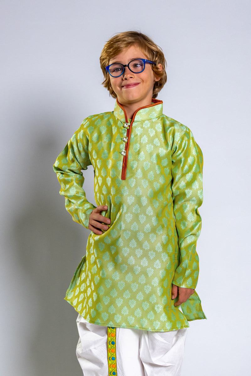 Lawn Green Jacquard Kurta, 26 size