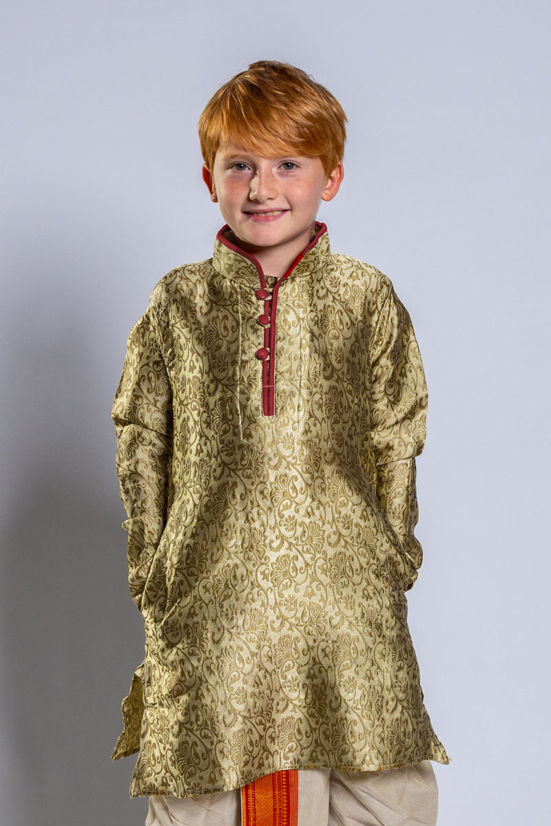 Old Gold Jacquard Kurta, 26 size