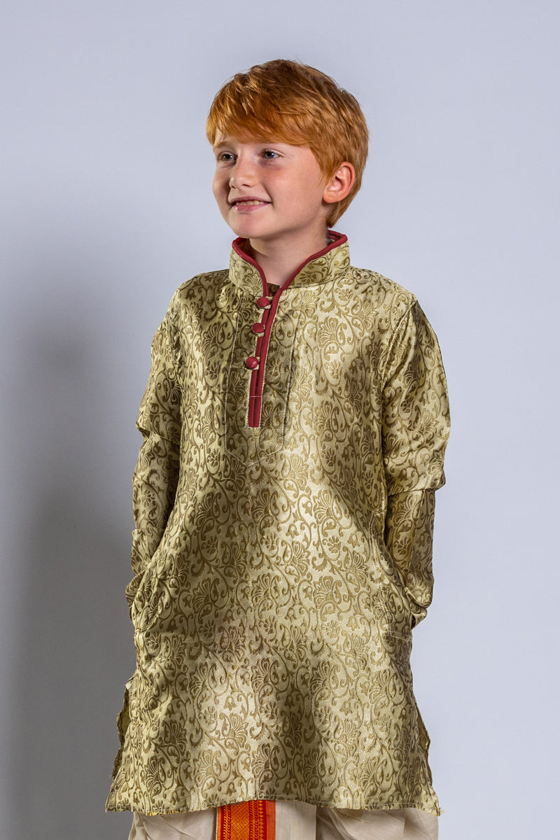 Old Gold Jacquard Kurta, 26 size