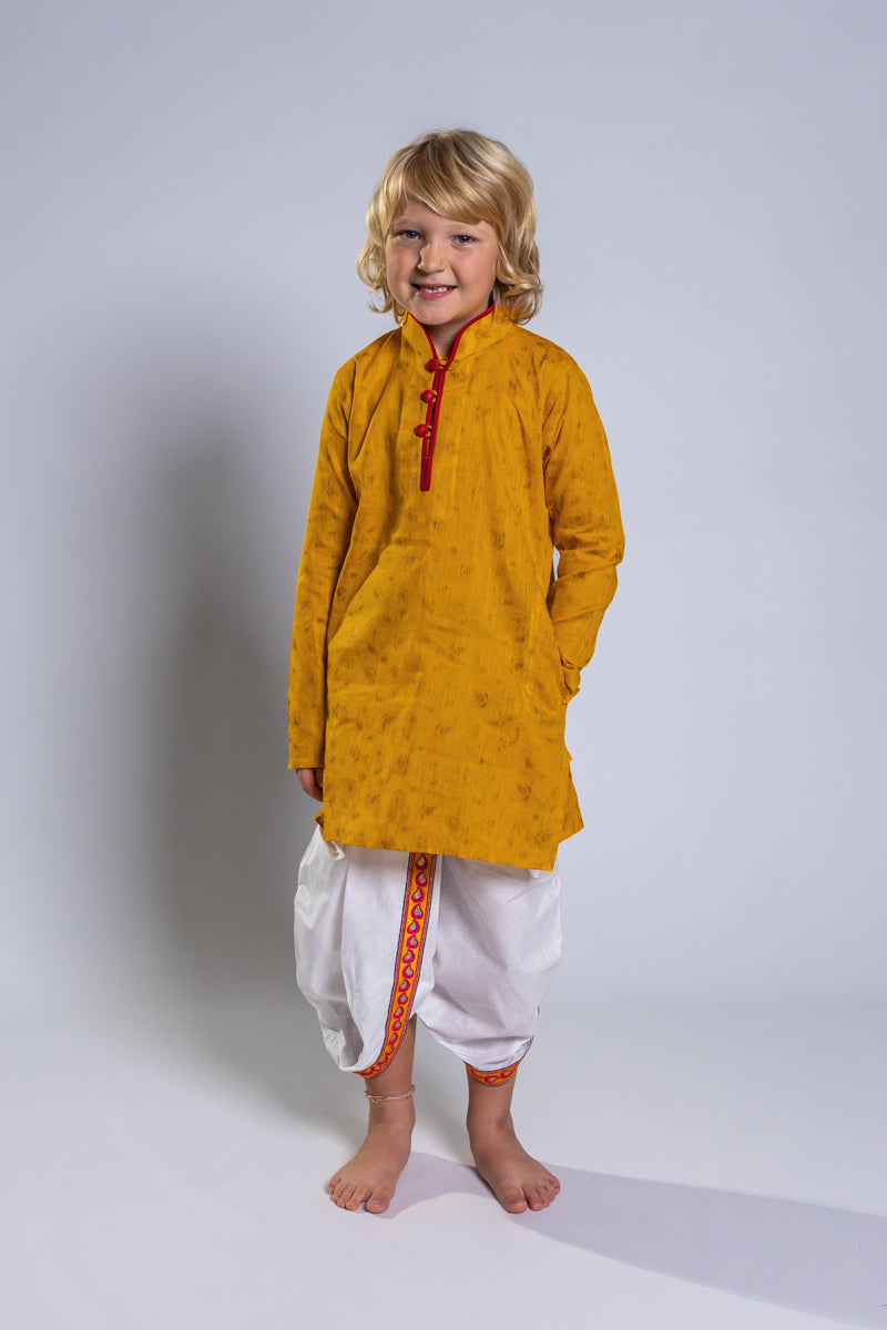 Golden Yellow Jacquard Kurta Set, 24 size