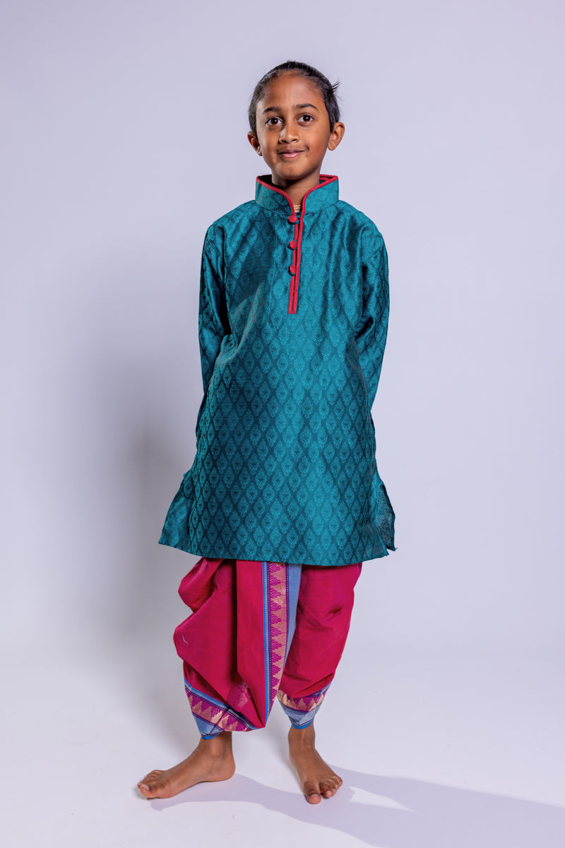 Sea Green Jacquard Kurta Set, 28 size