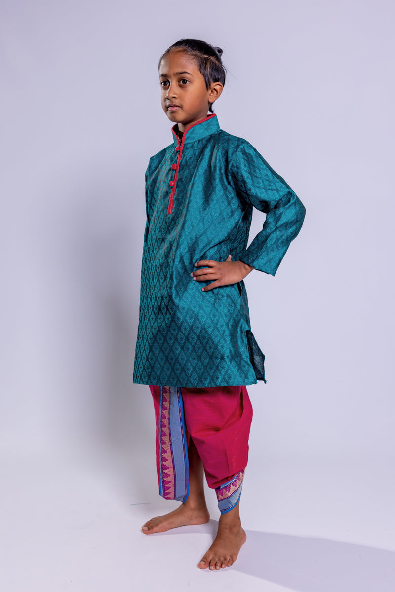 Sea Green Jacquard Kurta Set, 28 size