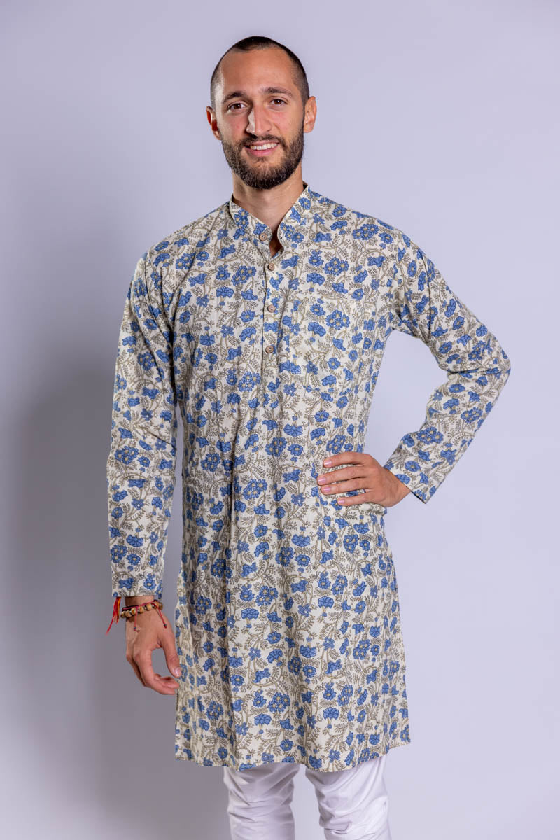 Kurta in cotone stampato con pantaloni