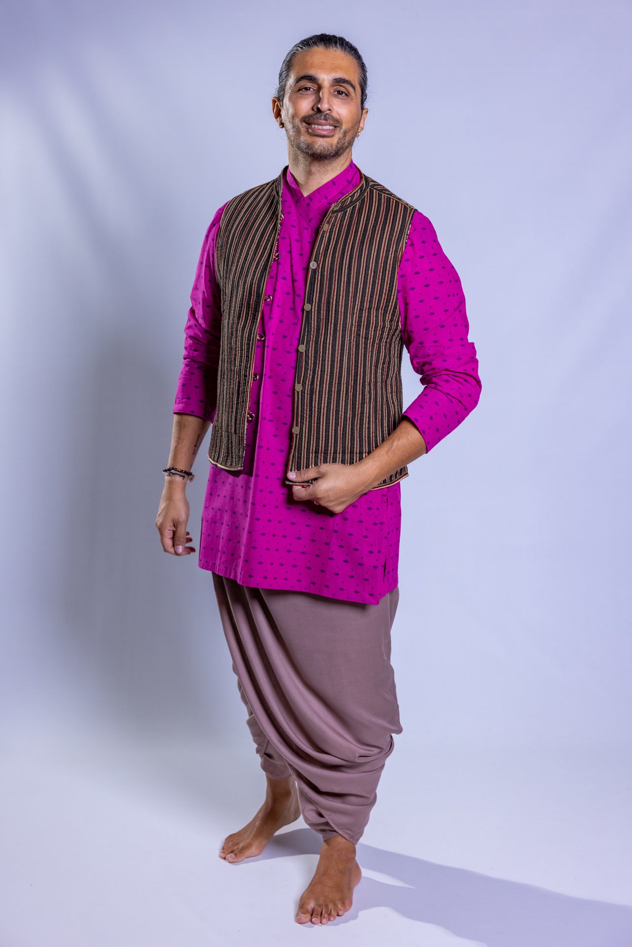 Gilet trapuntato in cotone double face