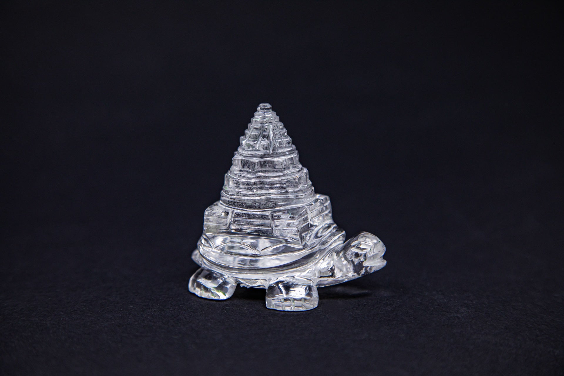 MahaMeru Sri Yantra on Tortoise - Clear Quartz