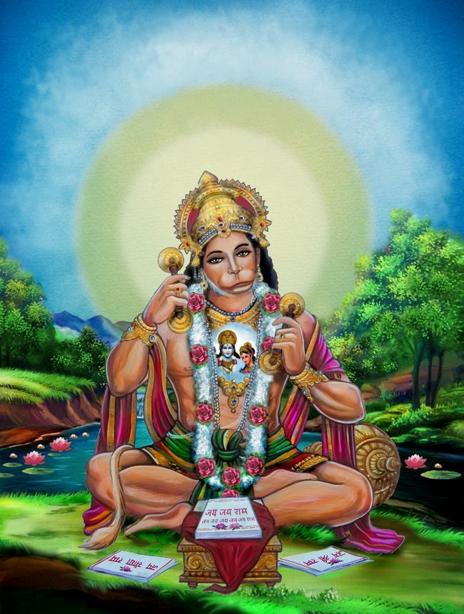 HANUMAN WITH RAMA AND SITA IN HIS HEART
