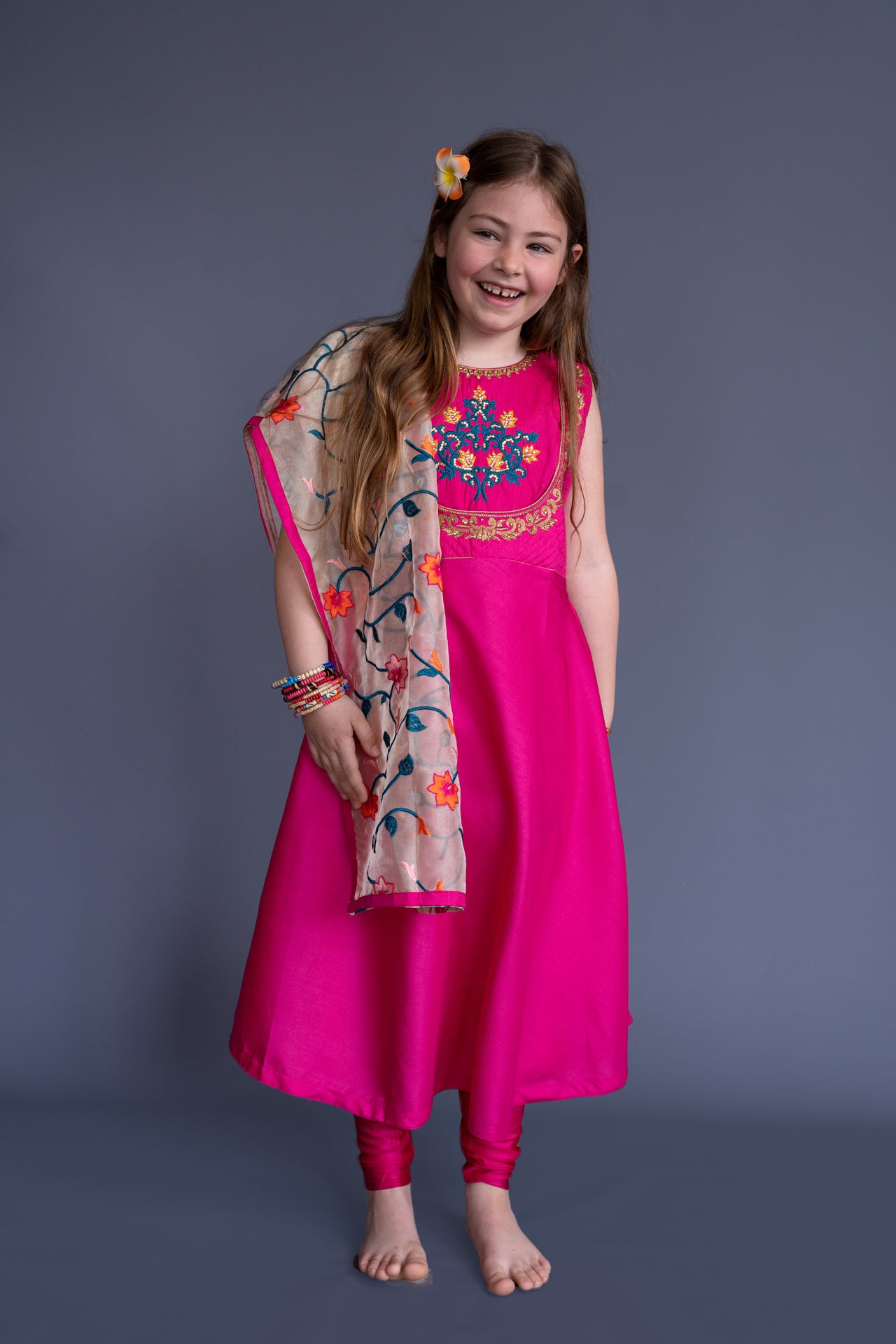 Set Churidar rosa fucsia