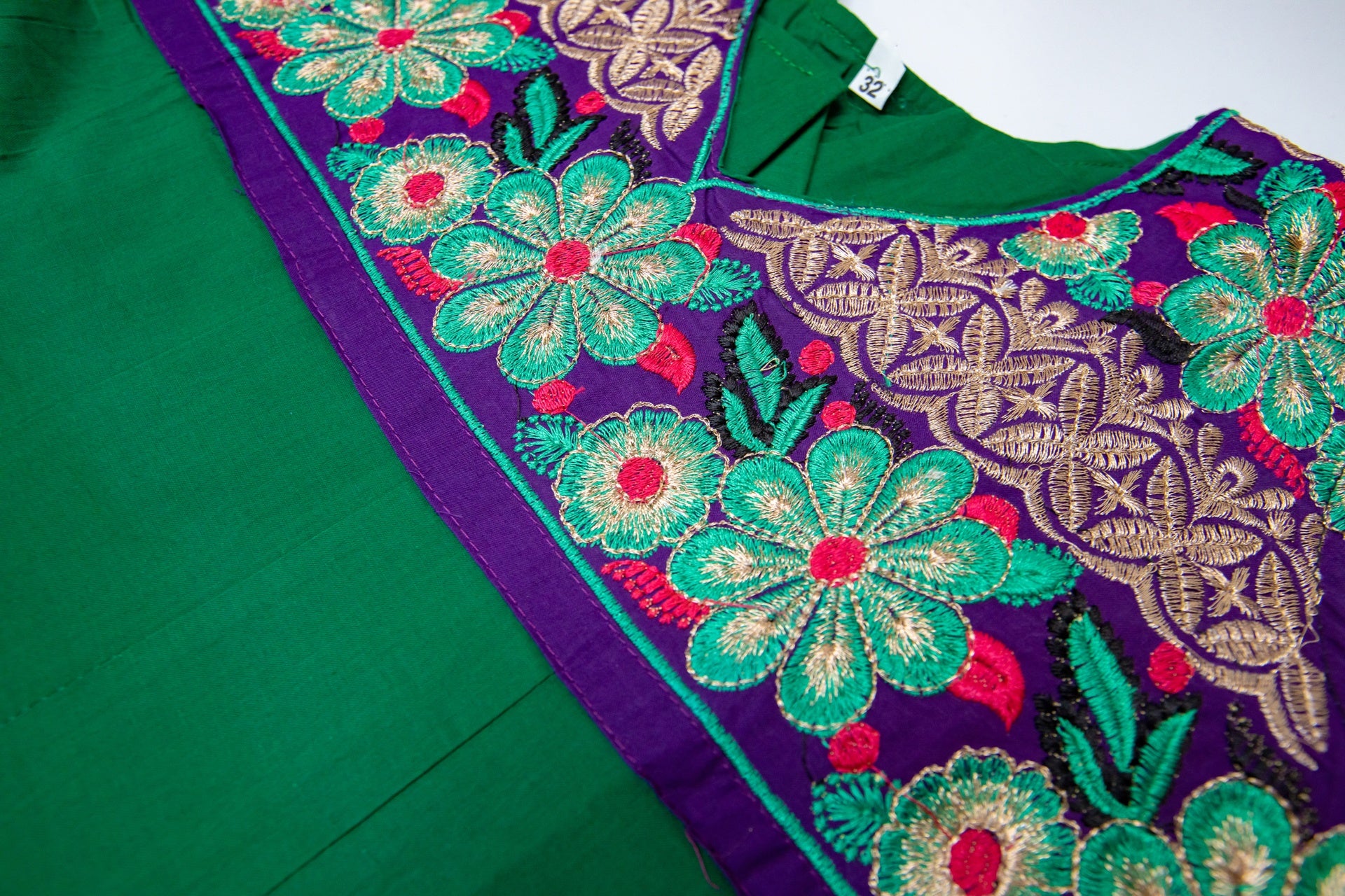 Green & Violet Churidar Set, 9-10 years