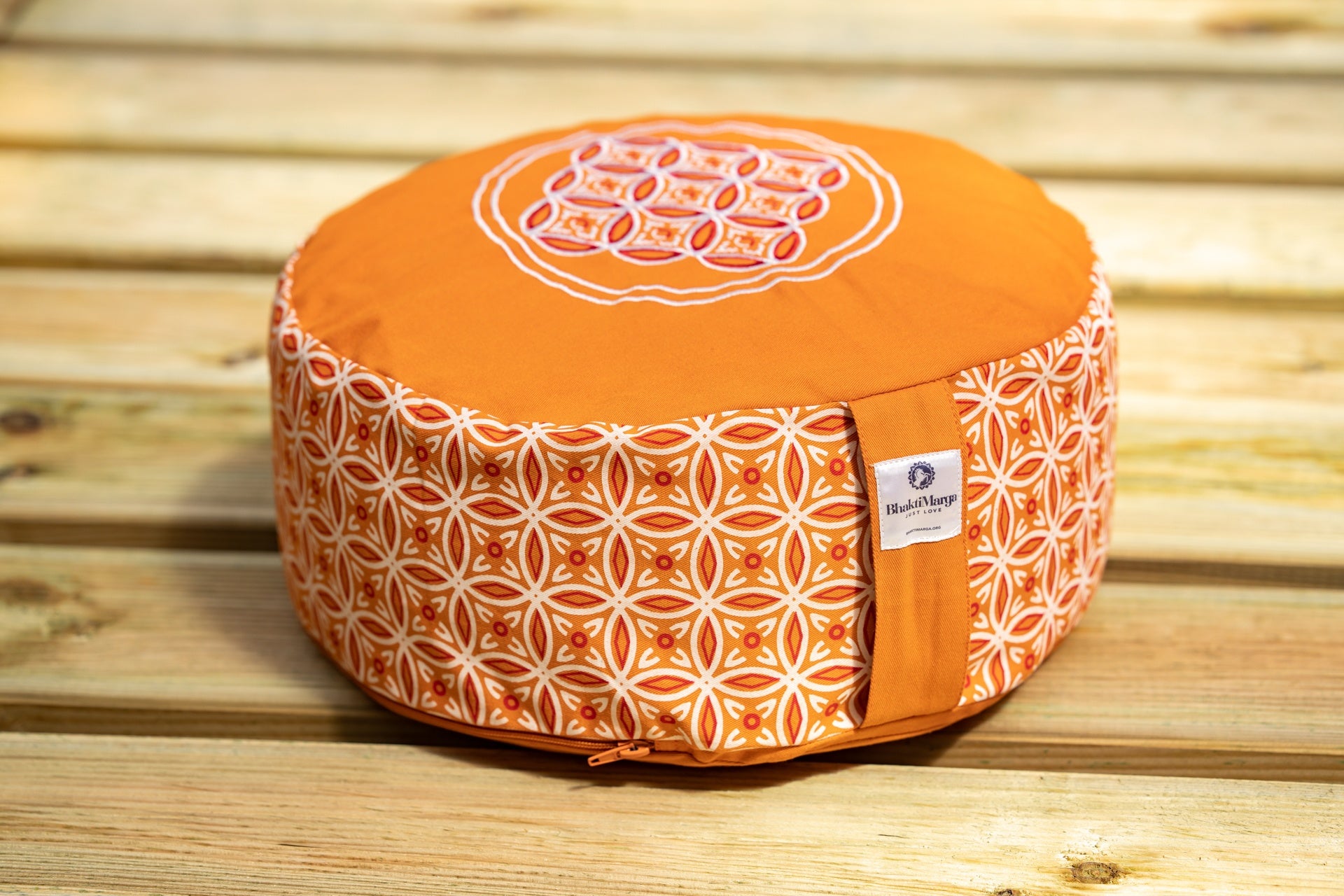 Meditation Cushion, Full-round, Orange Honeycomb