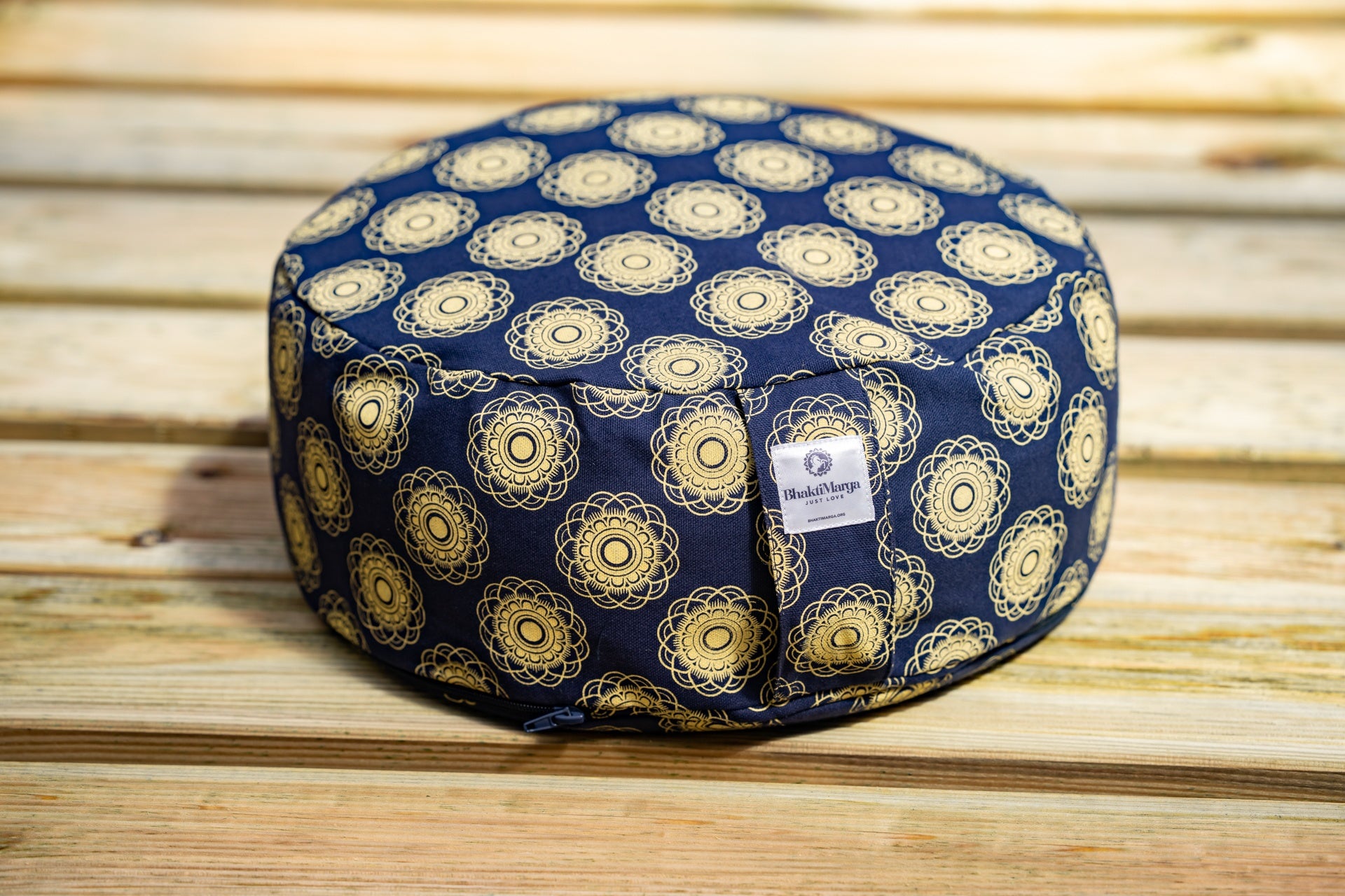 Meditation Cushion, Full-round, Indigo Mandala