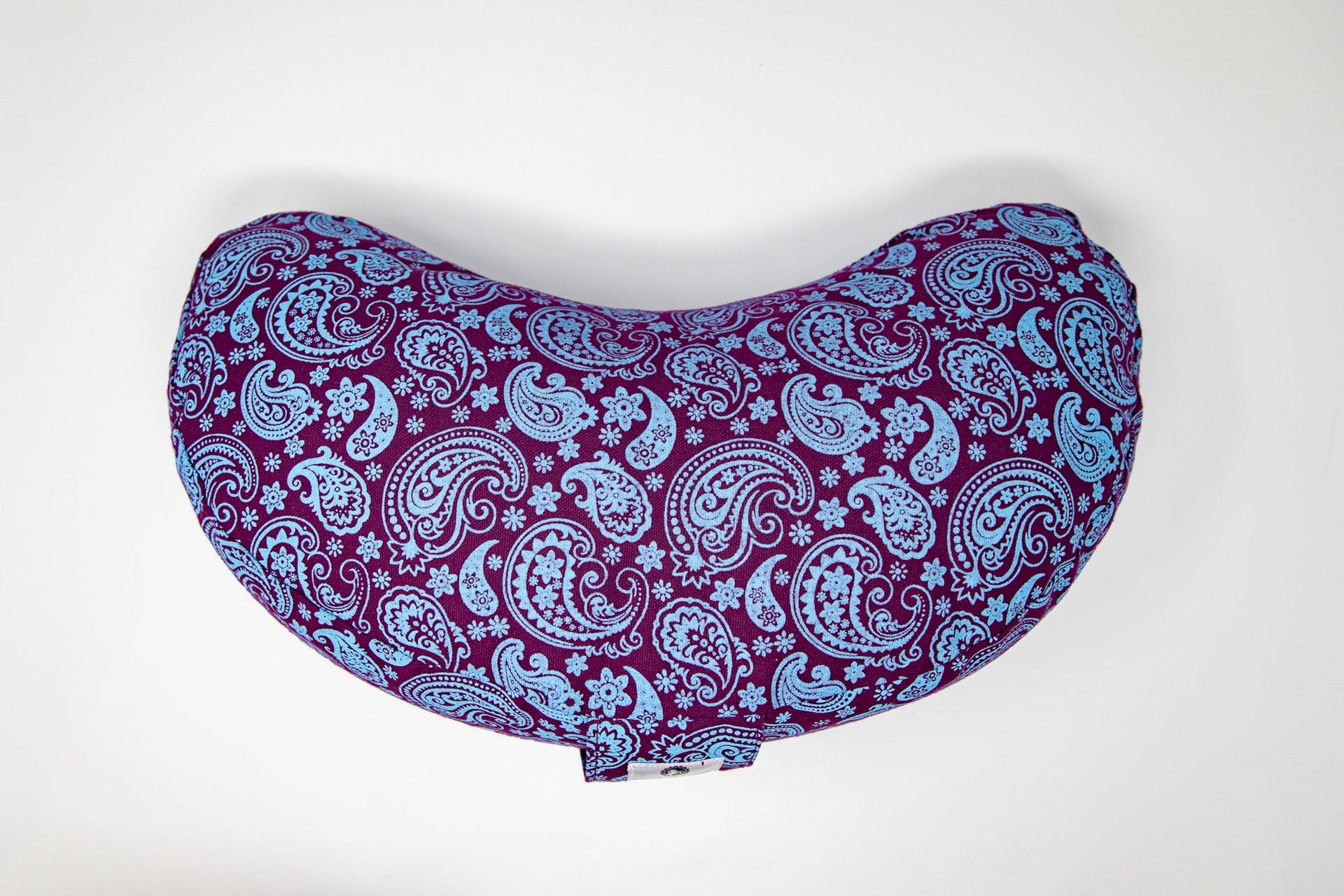Meditation Cushion, Half-moon, Purple Paisley