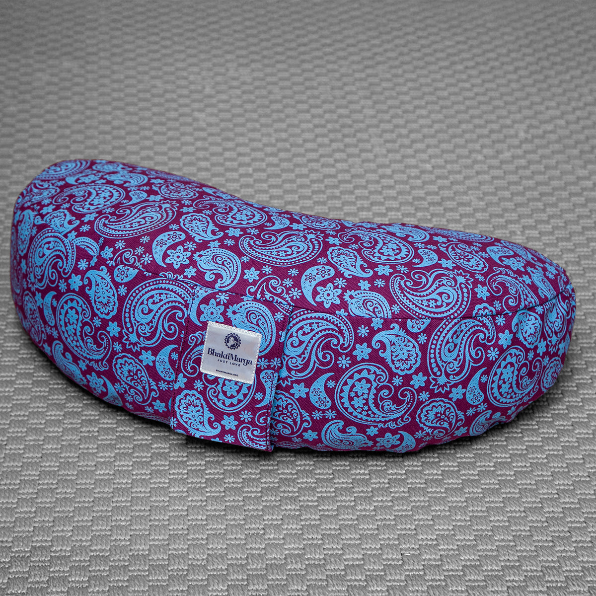 Meditation Cushion, Half-moon, Purple Paisley