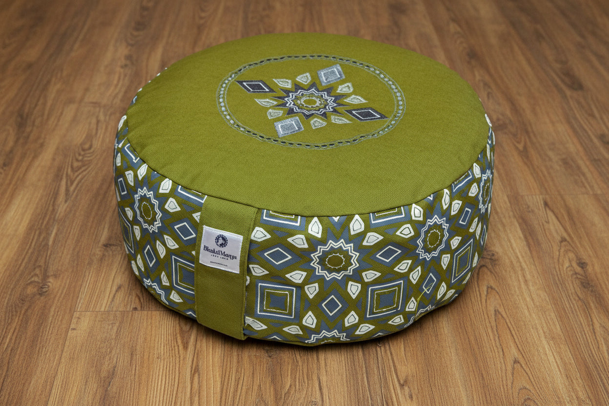 Meditation Cushion, Full-round, Sage Sunburst