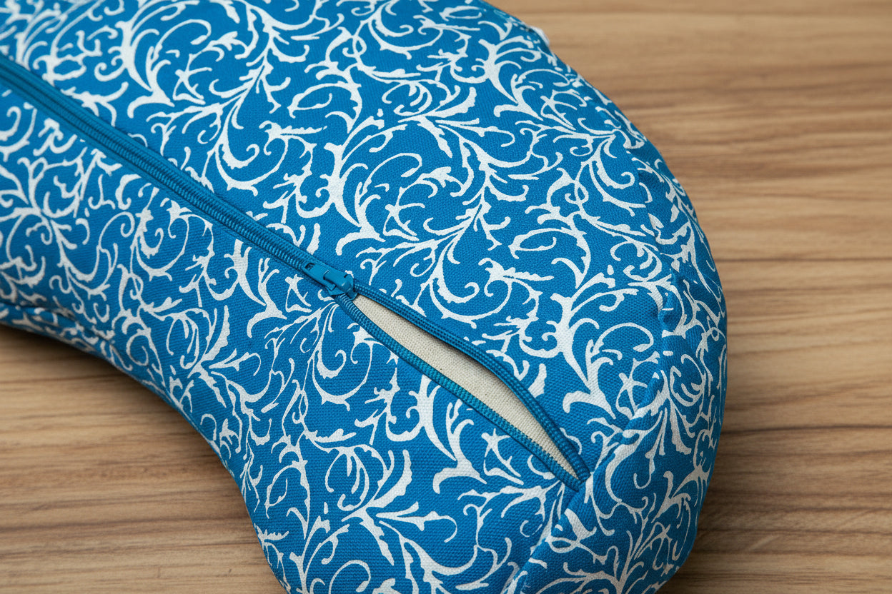 Meditation Cushion, Half-moon, Azure Vines