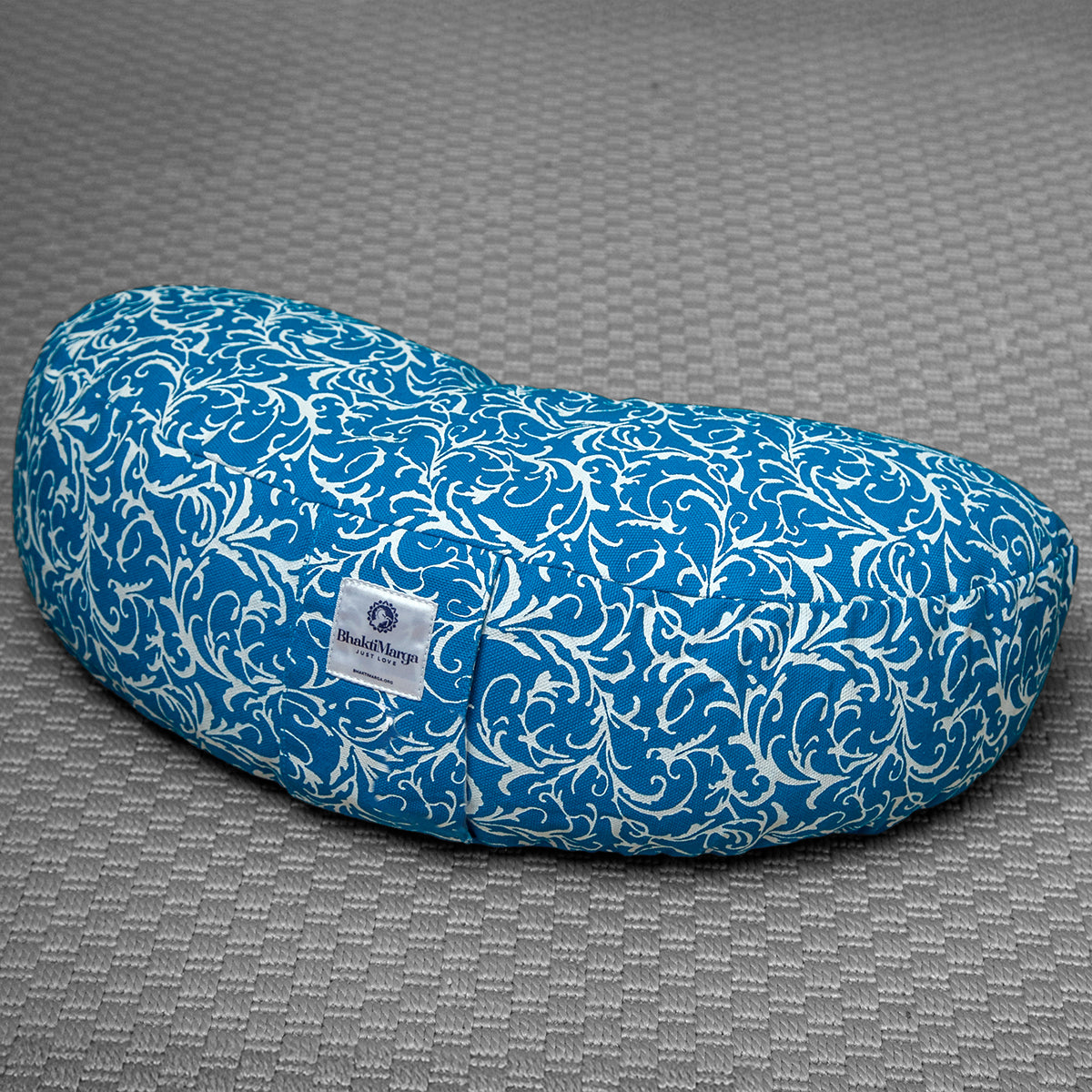 Meditation Cushion, Half-moon, Azure Vines