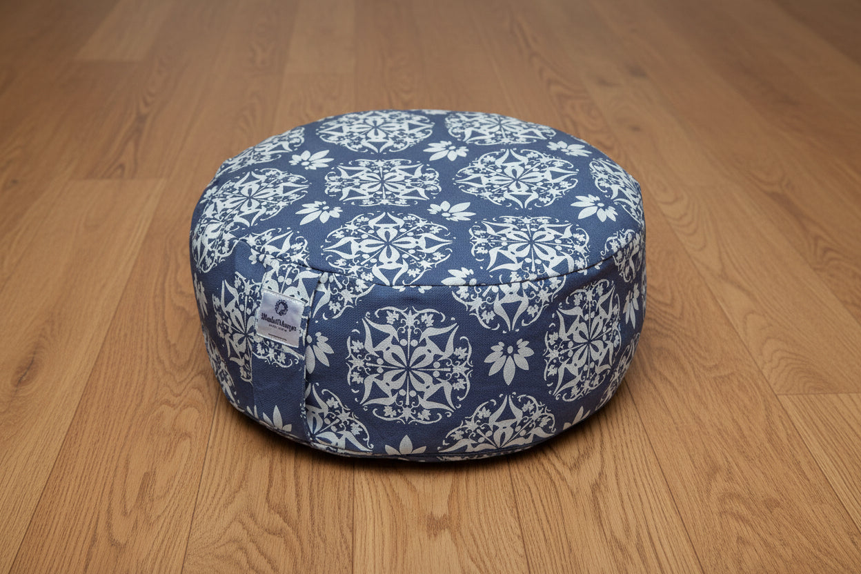 Meditation Cushion, Full-round, Blue Garden