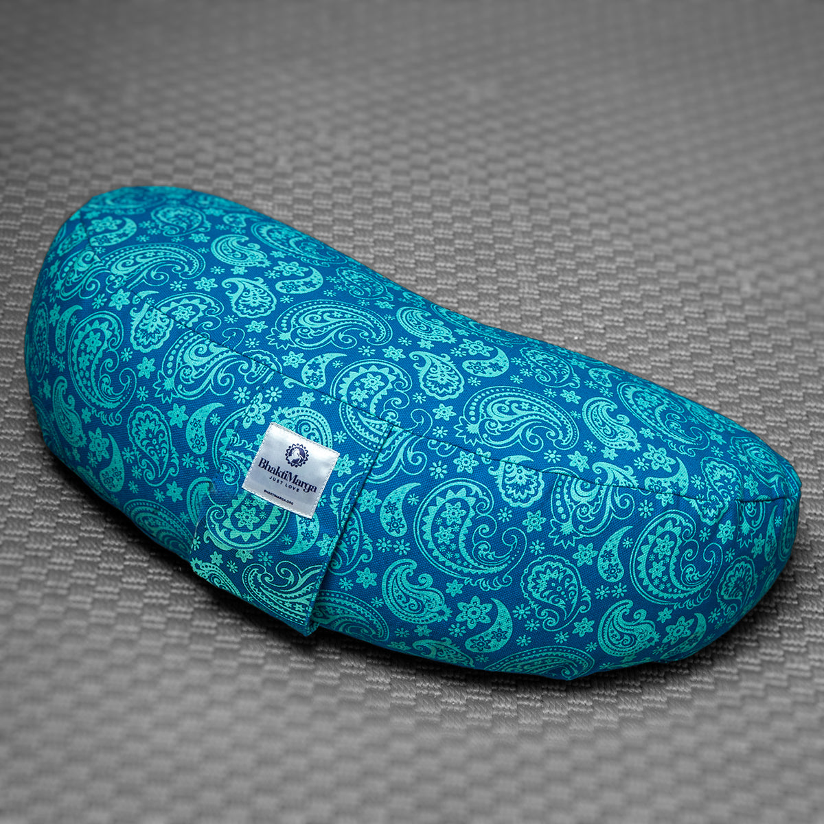 Meditation Cushion, Half-moon, Turquoise Paisley