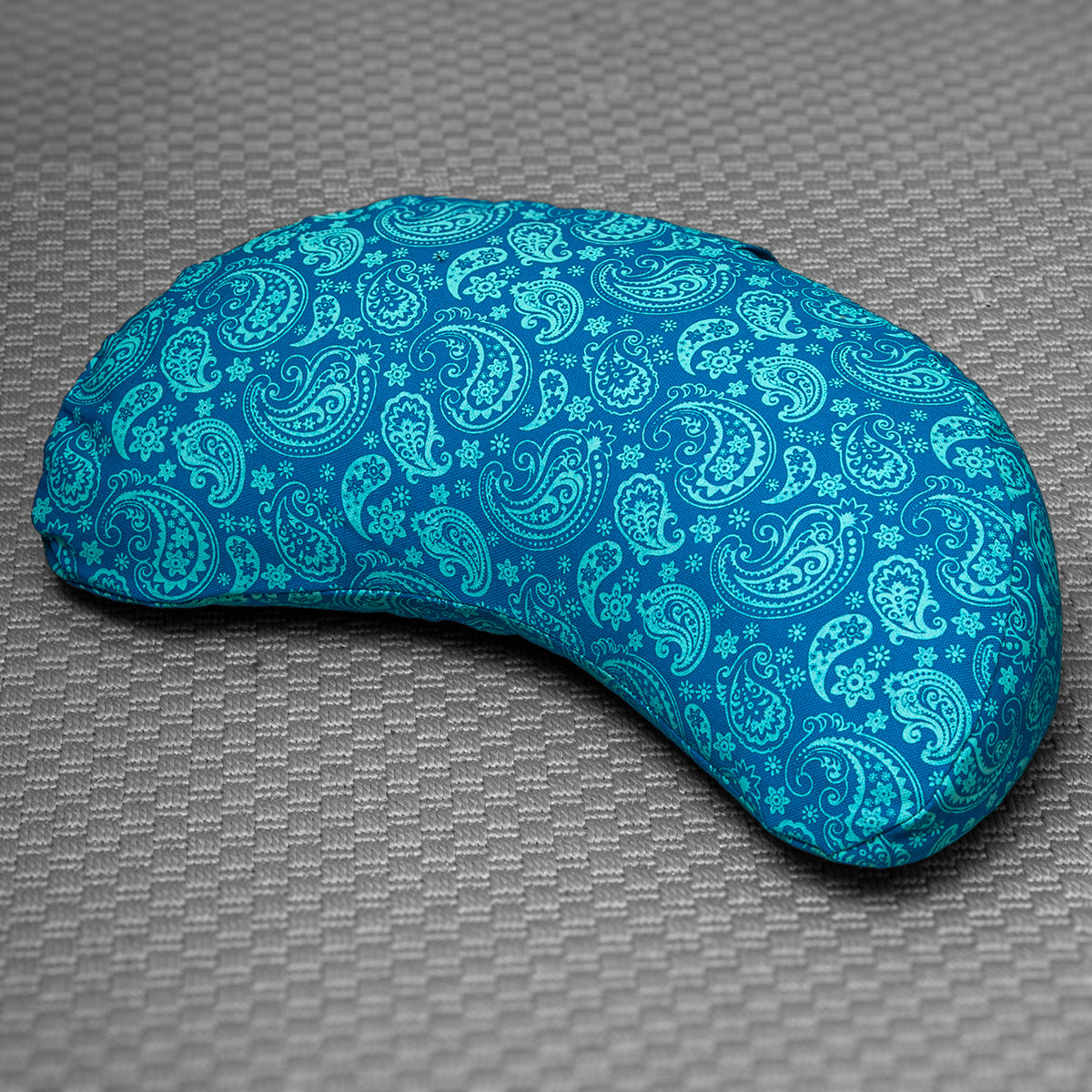 Meditation Cushion, Half-moon, Turquoise Paisley