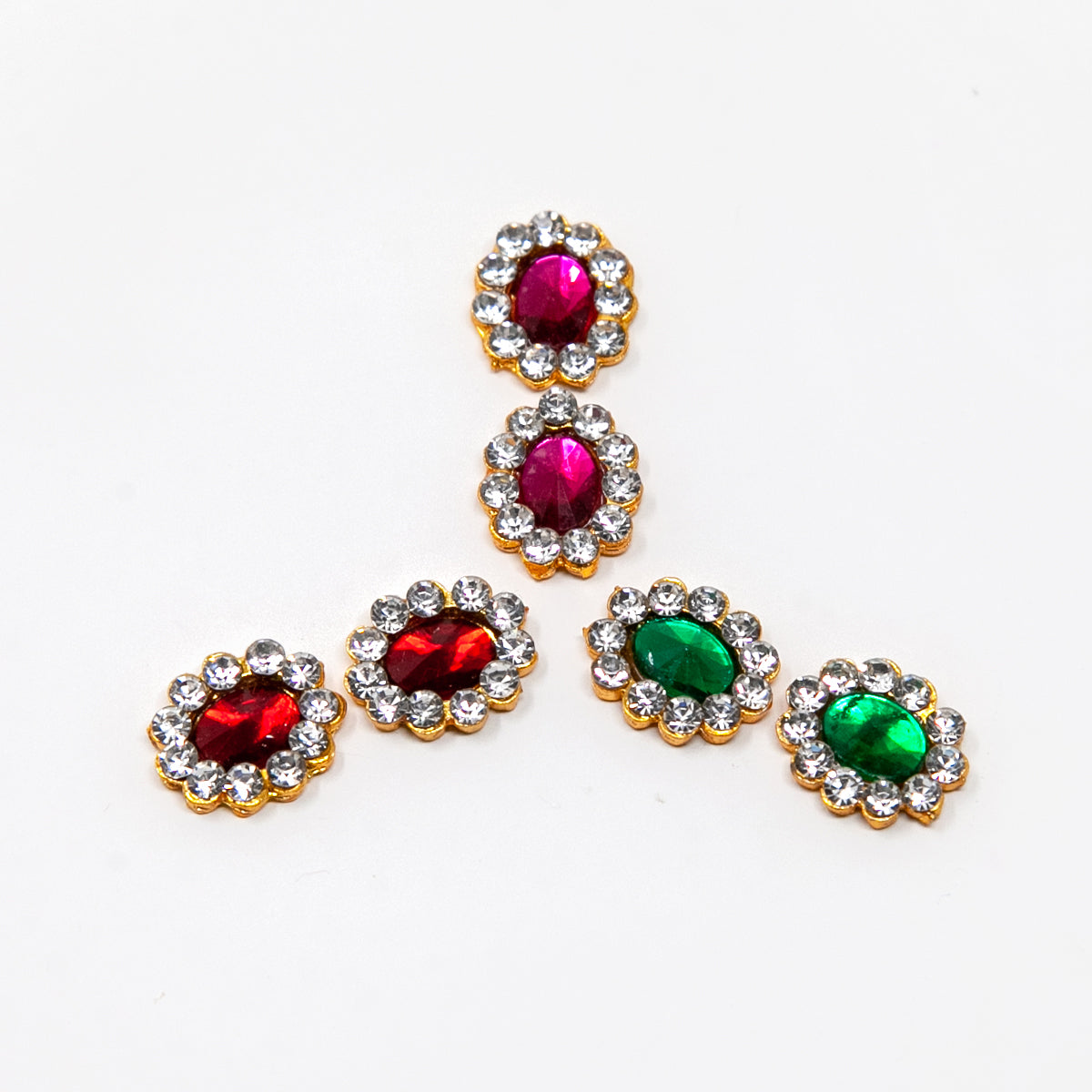 Stone Pottu - Ovali Radianti / 14x11mm / Gioielli in Pietra per Decorazioni Divinità